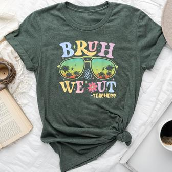 Bruh We Out Teachers Groovy Retro Happy Last Day Of School Bella Canvas T-shirt - Seseable
