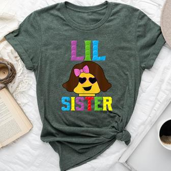 Building Blocks Lil Sister Master Builder Family Matching Bella Canvas T-shirt - Monsterry DE