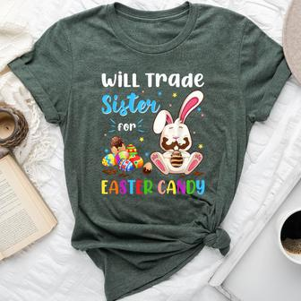 Bunny Eat Chocolate Eggs Will Trade Sister For Easter Candy Bella Canvas T-shirt | Mazezy