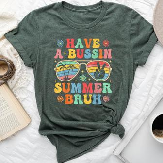 Have A Bussin Summer Bruh Groovy Teacher Last Day Of School Bella Canvas T-shirt - Seseable