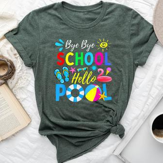 Bye Bye School Hello Pool Teacher Hello Summer Bella Canvas T-shirt - Seseable