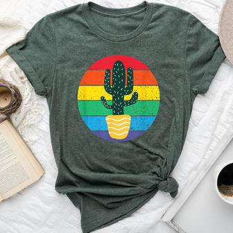 Cactus Serape Rainbow Awesome Novelty Bella Canvas T-shirt - Seseable