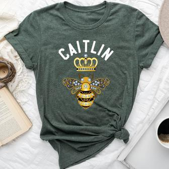 Caitlin Name Caitlin Birthday Queen Crown Bee Caitlin Bella Canvas T-shirt - Seseable