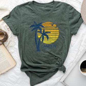 Cancun Mexico Souvenir Beach Sunset Vintage Mens Bella Canvas T-shirt - Monsterry UK