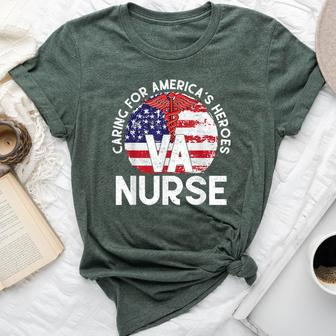 Caring For America's Heroes Patriotic Va Nurse Nurse Week Bella Canvas T-shirt | Mazezy UK