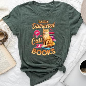 Cat For Book Lover Cats And Books Bella Canvas T-shirt - Seseable