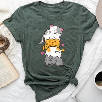 Cat Cute Kitty Pile Cats Anime Kawaii Neko Girls Bella Canvas T-shirt - Seseable