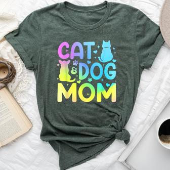 Cat Dog Mom For Pet Lovers Bella Canvas T-shirt | Mazezy