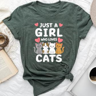 Cat Just A Girl Who Loves Cats Bella Canvas T-shirt - Seseable
