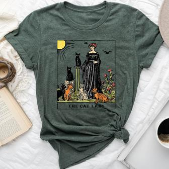 The Cat Lady Tarot Card Vintage Gothic Cat Mom Bella Canvas T-shirt | Mazezy