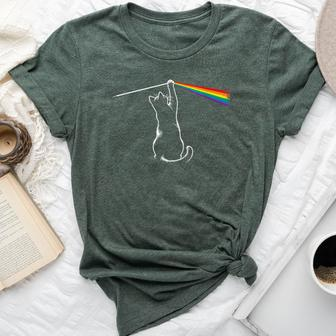 Cat Prism Rainbow Light Physics Science Spectral Cat Bella Canvas T-shirt - Seseable