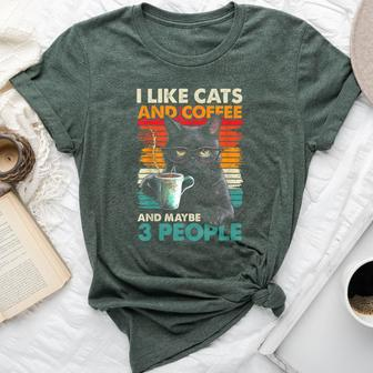 I Like Cats And Coffee And Maybe 3 People Love Cat Bella Canvas T-shirt - Seseable