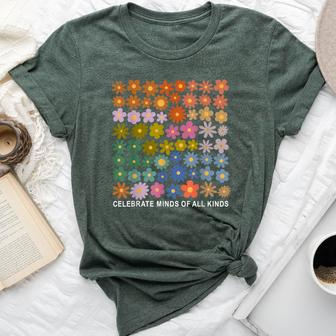 Celebrate Minds Of All Kinds Autism Awareness Flower Be Kind Bella Canvas T-shirt - Seseable