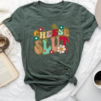 Cheese Slut Groovy Christmas Sarcastic Saying Women Bella Canvas T-shirt - Seseable