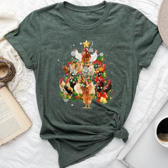 Chicken Tree Light Christmas Matching Family Chickens Pajama Bella Canvas T-shirt - Seseable