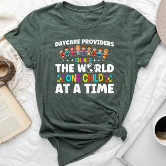 Childcare Change World One Child At A Time Daycare Teacher Bella Canvas T-shirt - Thegiftio UK