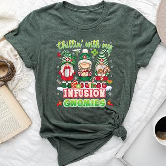 Chillin With My Infusion Gnomies Nurse Christmas Gnomes Xmas Bella Canvas T-shirt | Mazezy