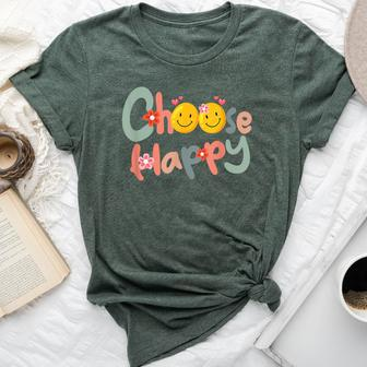 Choose Happy Positive Message Saying Quote Bella Canvas T-shirt | Mazezy