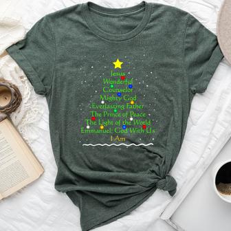 Christian Christmas Bible Names Of Jesus Tree Bella Canvas T-shirt - Seseable