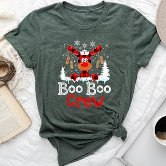 Christmas Boo Boo Crew Reindeer Nurse Buffalo Plaid Nurse Bella Canvas T-shirt - Monsterry