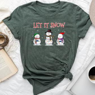 Christmas Let It Snow Snowman Winter Xmas For Women Bella Canvas T-shirt | Mazezy