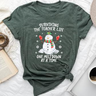 Christmas Surviving Teacher Life Meltdown Teacher Christmas Bella Canvas T-shirt | Mazezy