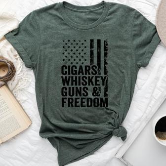 Cigars Whiskey Guns & Freedom Drinking Usa Flag Gun Bella Canvas T-shirt - Monsterry CA