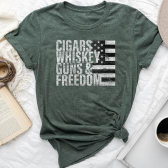 Cigars Whiskey Guns & Freedom Flag Bella Canvas T-shirt - Monsterry