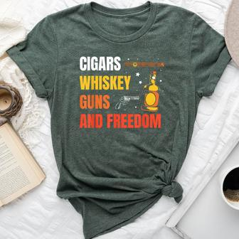 Cigars Whiskey Guns And Freedom Whisky Cigar Lover Bella Canvas T-shirt - Monsterry DE