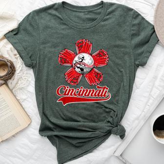 Cincinnati Baseball Flower I Love Cincinnati Baseball Spirit Bella Canvas T-shirt - Monsterry DE