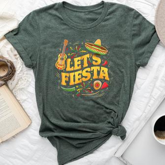 Cinco De Mayo Mexican Music Guitar Cactus Let's Fiesta Bella Canvas T-shirt - Monsterry AU