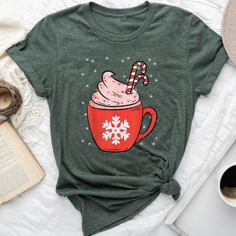 Coffee Candy Cane Christmas Pajama X-Mas Snowflakes Bella Canvas T-shirt - Monsterry AU