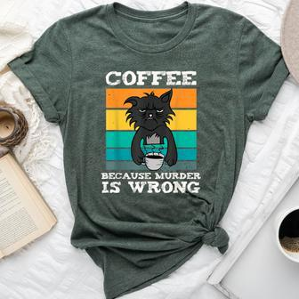 Coffee Because Murder Is Wrong Black Vintage Cat Bella Canvas T-shirt - Monsterry AU