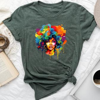 Colorful Afro Woman African American Melanin Blm Girl Bella Canvas T-shirt - Thegiftio UK