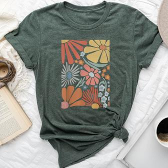 Colorful Summer Groovy Floral Colorful Retro Flowers Bella Canvas T-shirt - Thegiftio UK