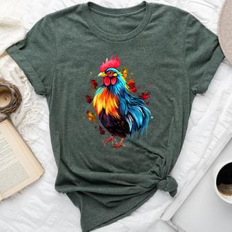 Cool Chicken On Colorful Painted Chicken Bella Canvas T-shirt - Seseable