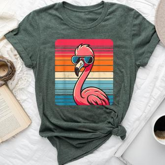 Cool Retro Flamingo In Sunglasses 70S 80S 90S Flamingo Bella Canvas T-shirt - Seseable