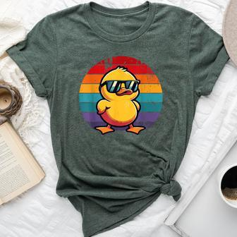 Cool Retro Yellow Duck In Sunglasses 70S 80S 90S Duck Bella Canvas T-shirt - Seseable
