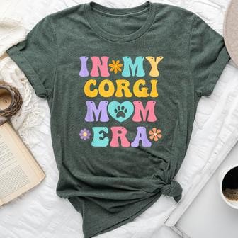 In My Corgi Mom Era Retro Groovy Welsh Corgi Dog Owner Bella Canvas T-shirt | Mazezy
