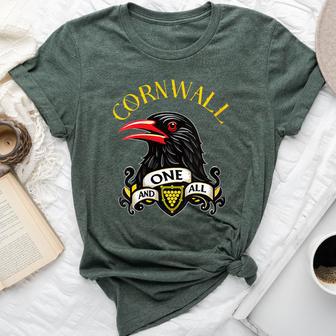 Cornwall 'One And All' S Vintage Cornish Chough & Shield Bella Canvas T-shirt - Monsterry AU