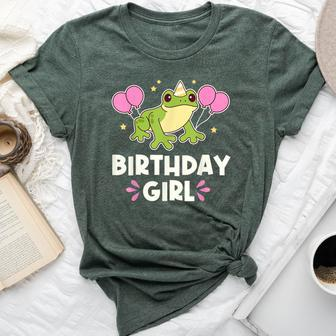 Cute Birthday Girl Frog Graphic Bella Canvas T-shirt - Seseable