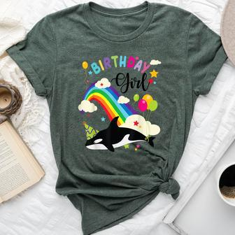 Cute Birthday Girl Orca Lovers & Killer Whale Lovers Rainbow Bella Canvas T-shirt - Monsterry CA