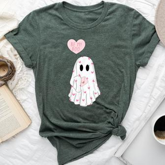 Cute Be My Boo Valentine Ghost Valentine Mens Bella Canvas T-shirt - Monsterry UK