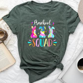 Cute Bunnies Preschool Teacher Squad Easter Day Tie Dye Bella Canvas T-shirt - Seseable