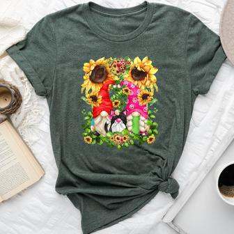 Cute Cat Retirement Gnome Couple For Sunflower Cat Mom & Dad Bella Canvas T-shirt - Monsterry AU