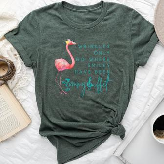 Cute Flamingo Wrinkles Only Go Where Smiles Have Been Bella Canvas T-shirt - Thegiftio UK