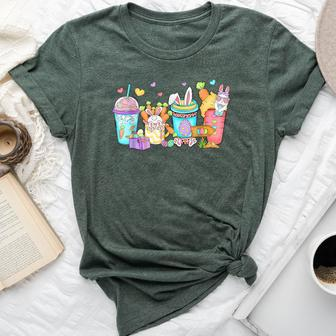 Cute Easter Day Easter Coffee Lover Girl Bella Canvas T-shirt - Seseable