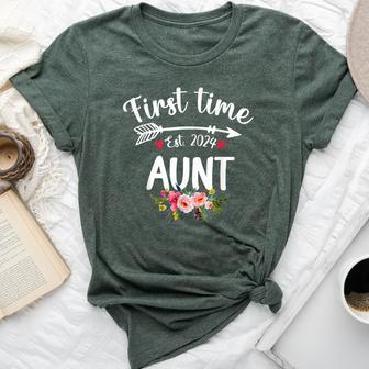 Cute First Time Aunt Est 2024 Promoted To New Aunt Bella Canvas T-shirt - Seseable