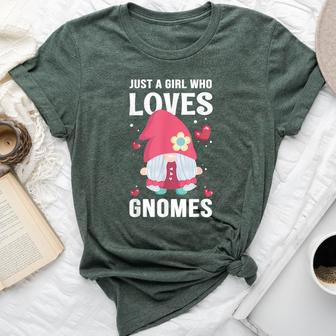 Cute Girl Gnome Just A Girl Who Loves Gnomes Bella Canvas T-shirt - Thegiftio UK