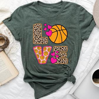 Cute Love Basketball Leopard Print Girls Basketball Bella Canvas T-shirt - Monsterry DE